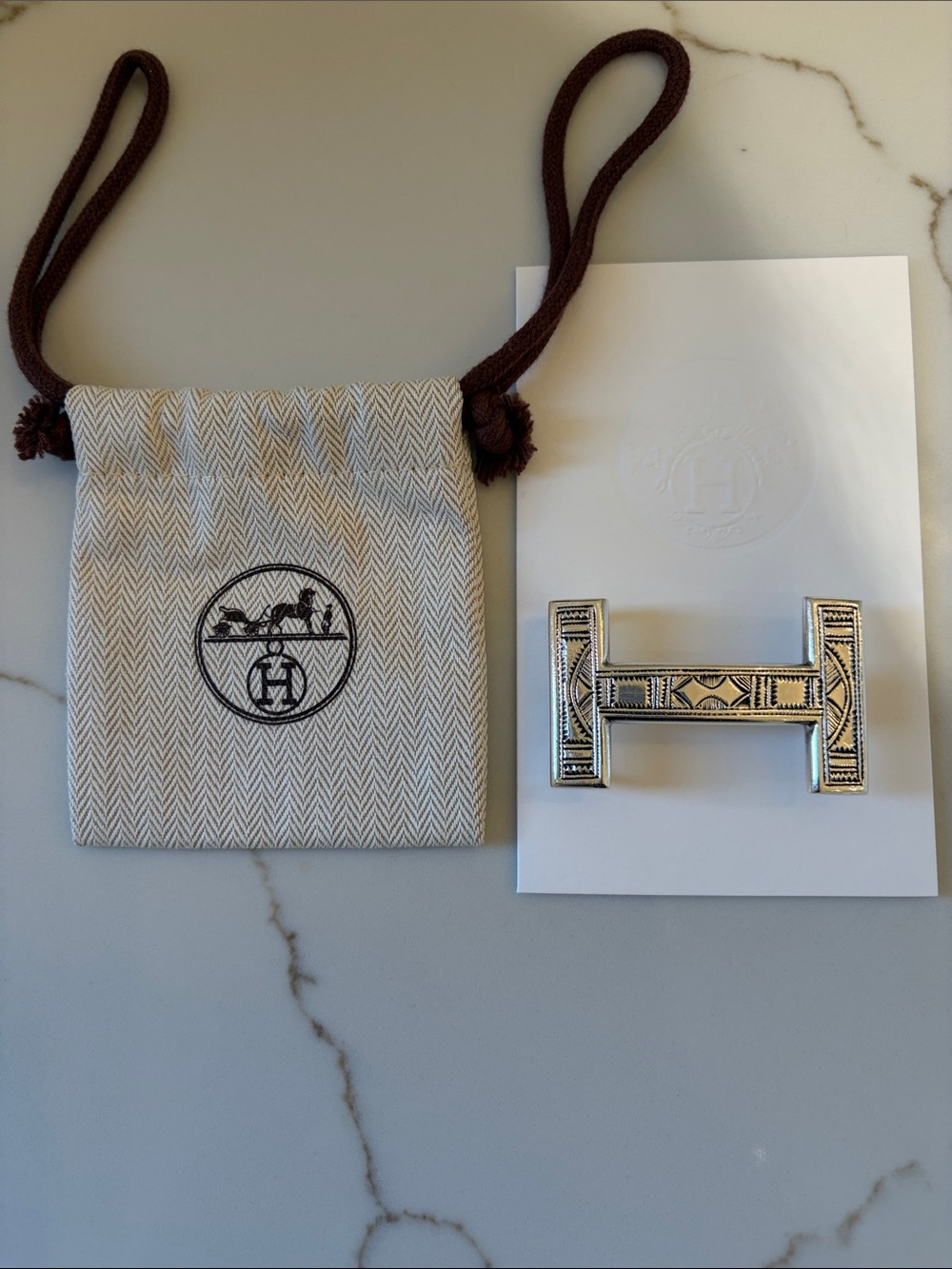 Final Price- No Offers! Hermès 32 Sterling Silver Touareg Quizz Buckle